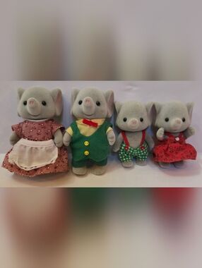 Vintage Sylvanian Families Elephant Family Retired Calico Critters Trunk Ellwood
